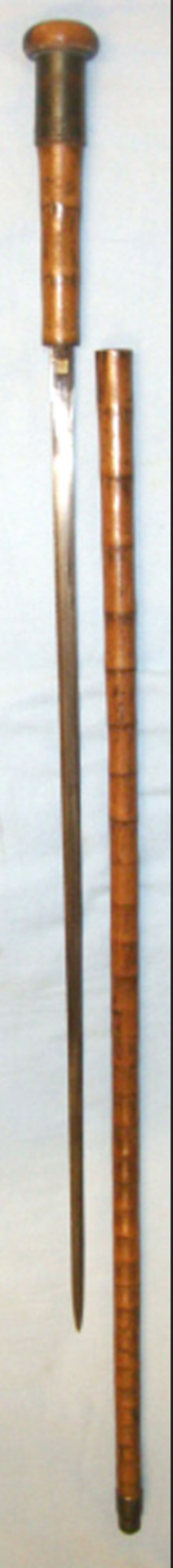Victorian English Gentleman's Cane Sword Stick With Brass Fittings Marked 'Bernard 4 Church Place' - Image 2 of 3