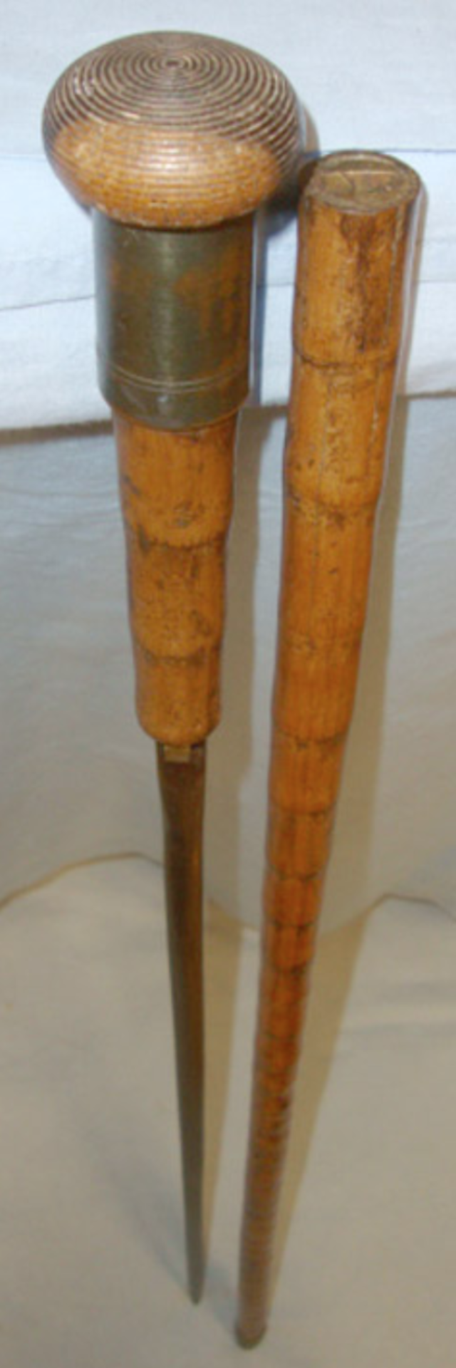 Victorian English Gentleman's Cane Sword Stick With Brass Fittings Marked 'Bernard 4 Church Place'