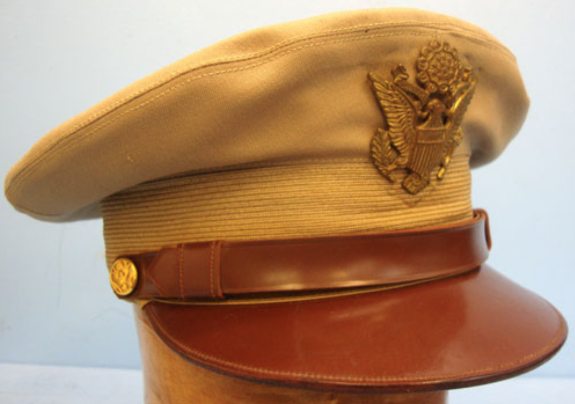 WW2 1943 USAAF Officer's Tropical Peaked Cap, Size 7 1/4".