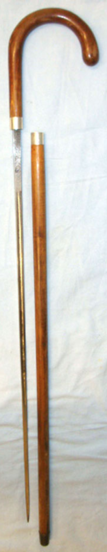 Victorian German Gentleman's Silver Mounted Sword Stick With Tooled Spanish 'Toledo' Blade. - Bild 2 aus 3