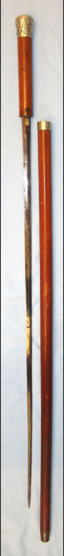 Victorian/ Edwardian Gentleman's Mallaca Sword Stick, Blade With Blued Panels - Image 2 of 3