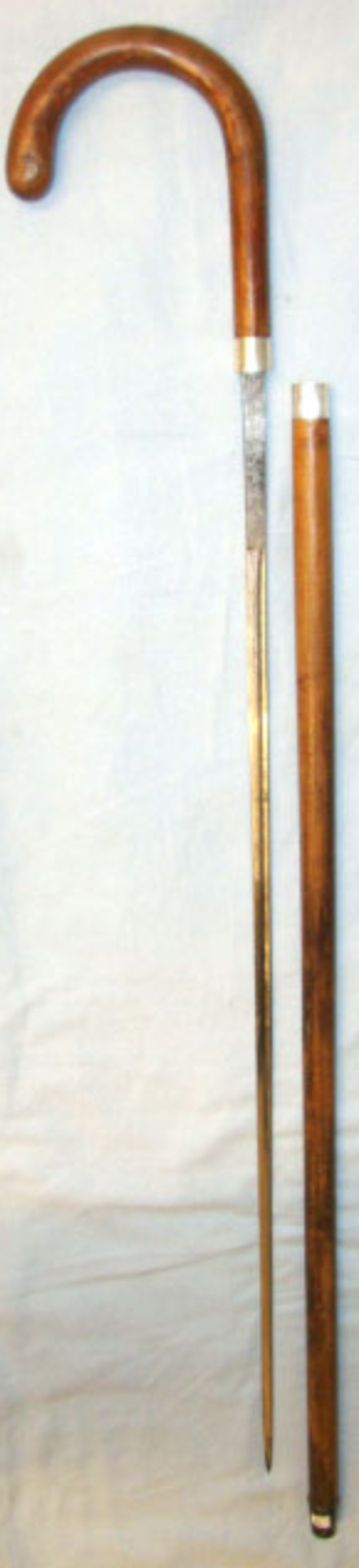Victorian German Gentleman's Silver Mounted Sword Stick With Tooled Spanish 'Toledo' Blade.