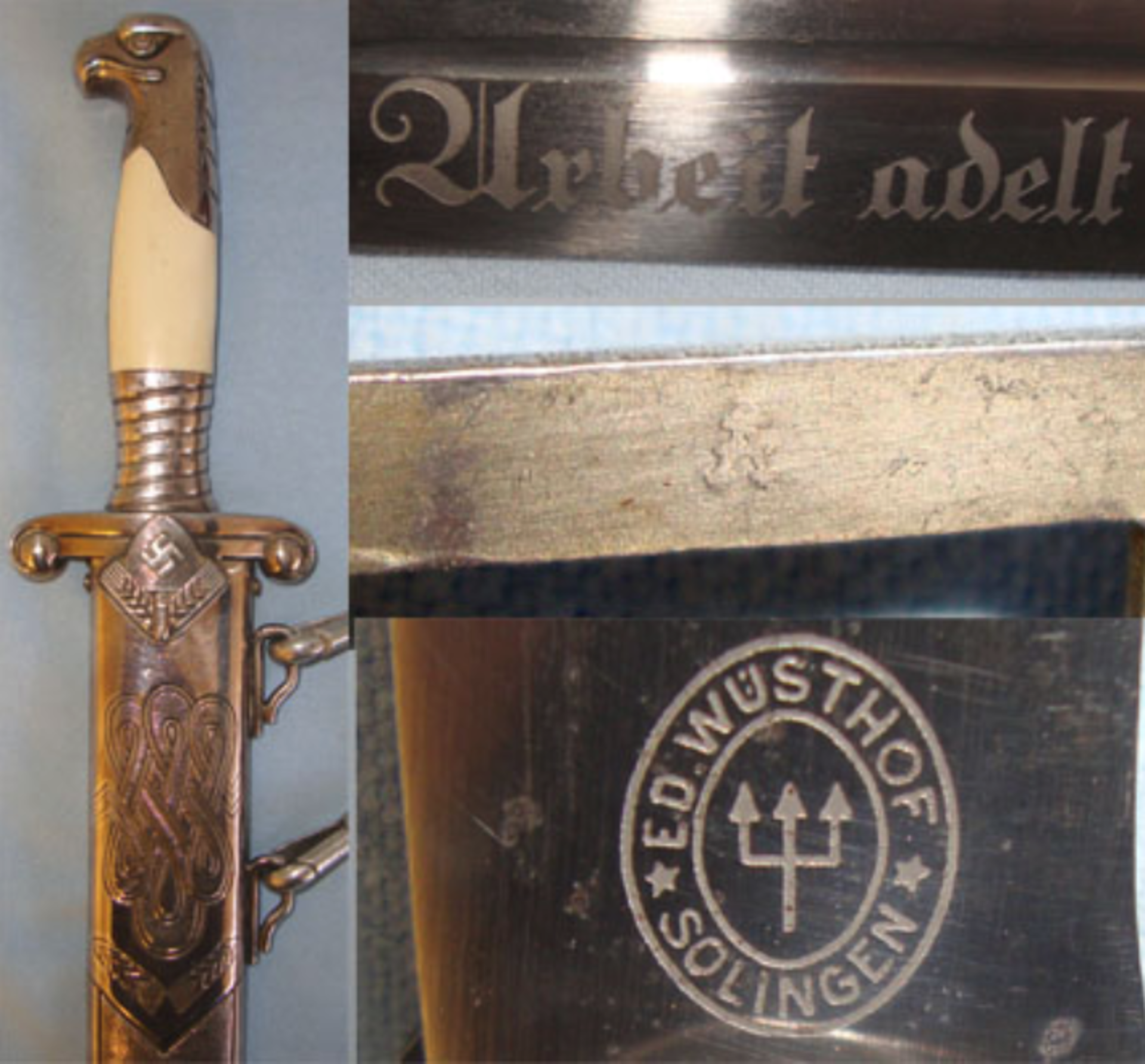 RARE, ORIGINAL, Nazi Reichsarbeitsdienst (RAD, "Reich Labour Service") Officer s / Leader s Dagger - Bild 2 aus 3