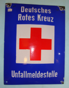 WW2 Berlin 'Souvenired' Red Cross Station Enamel Wall Sign.