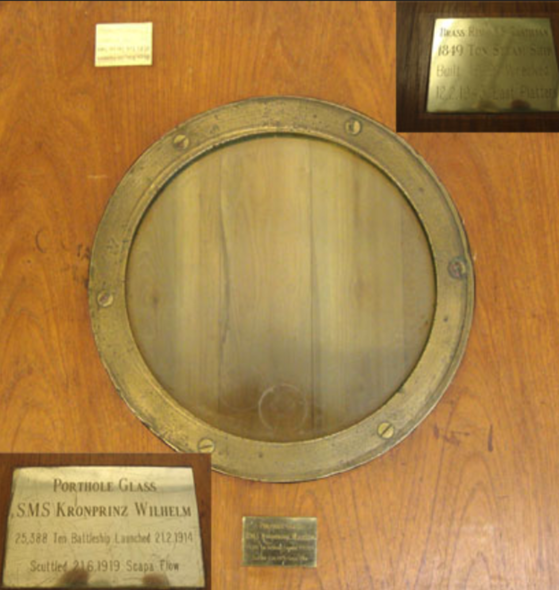 SS Catilian Porthole Rim Recovered From Scapa Flow With Porthole Glass From SMS Kronprinz Wilhelm - Bild 3 aus 3
