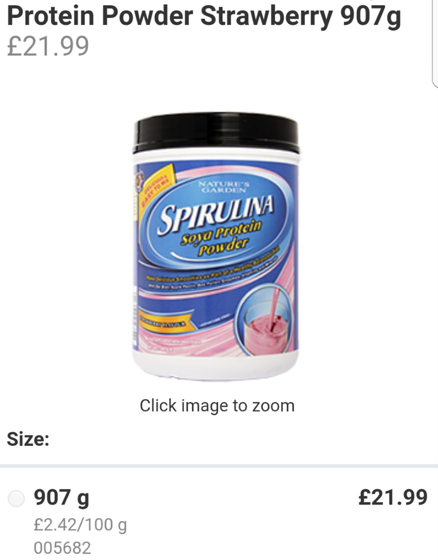 40 x NEW & SEALED 907G Tubs of Nature's Garden Spirulina - Soya Protein Powder. Makes delicious - Image 10 of 10