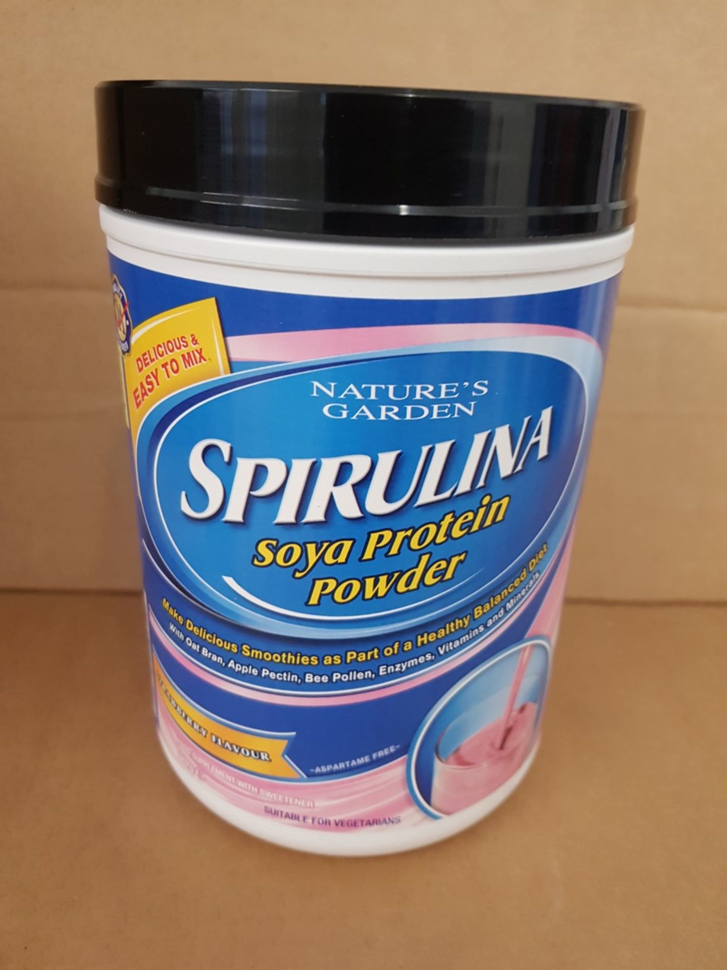 PALLET OF 80 x NEW & SEALED 907G Tubs of Nature's Garden Spirulina - Soya Protein Powder. Makes