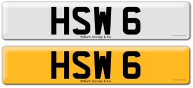 Registration on DVLA retention certificate, ready to transfer HSW 6, This number plate /