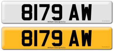 Registration on DVLA retention certificate, ready to transfer 8179 AW, This number plate /