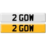 Registration on DVLA retention certificate, ready to transfer 2 GOW,  This number plate /