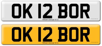 Registration on DVLA retention certificate, ready to transfer OK 12 BOR, This number plate /