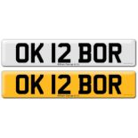 Registration on DVLA retention certificate, ready to transfer OK 12 BOR, This number plate /