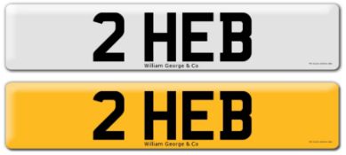 Registration on DVLA retention certificate, ready to transfer 2 HEB, This number plate /