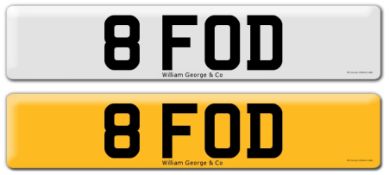 Registration on DVLA retention certificate, ready to transfer 8 FOD, This number plate /