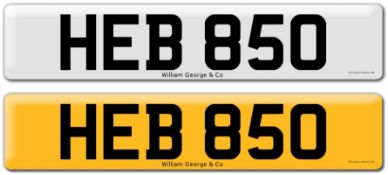 Registration on DVLA retention certificate, ready to transfer HEB 850, This number plate /