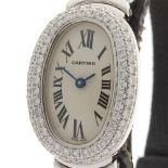 Cartier Baignoire Mini Original Diamond Bezel 18mm 18k White Gold - 2369