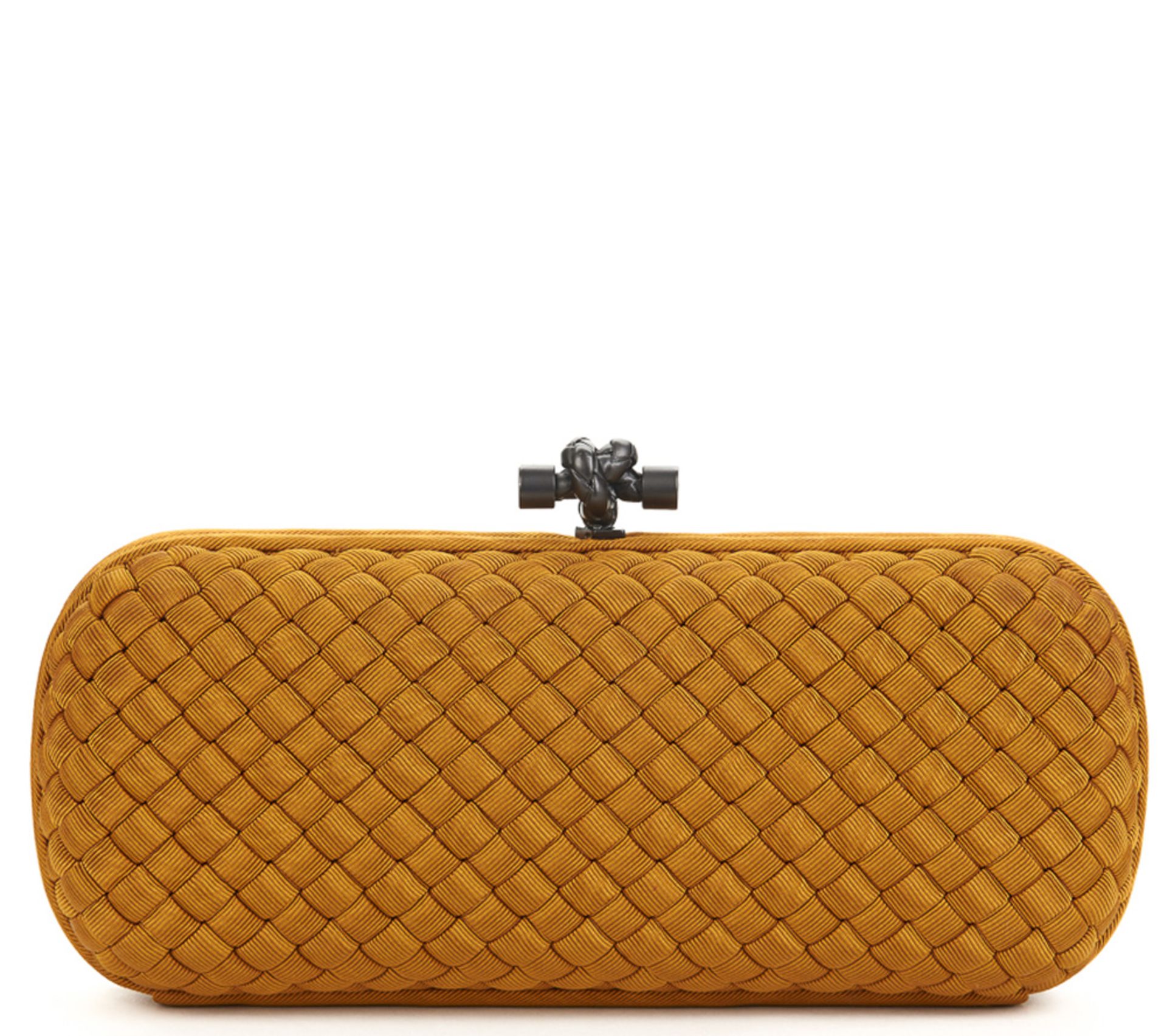 Burnt Orange Woven Faille Silk Long Knot Clutch