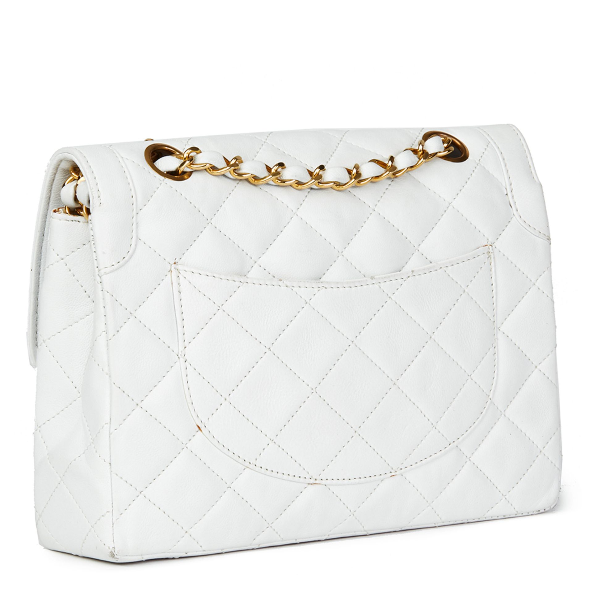 White Quilted Lambskin Vintage Small Paris Limited Double Flap Bag - Image 4 of 11