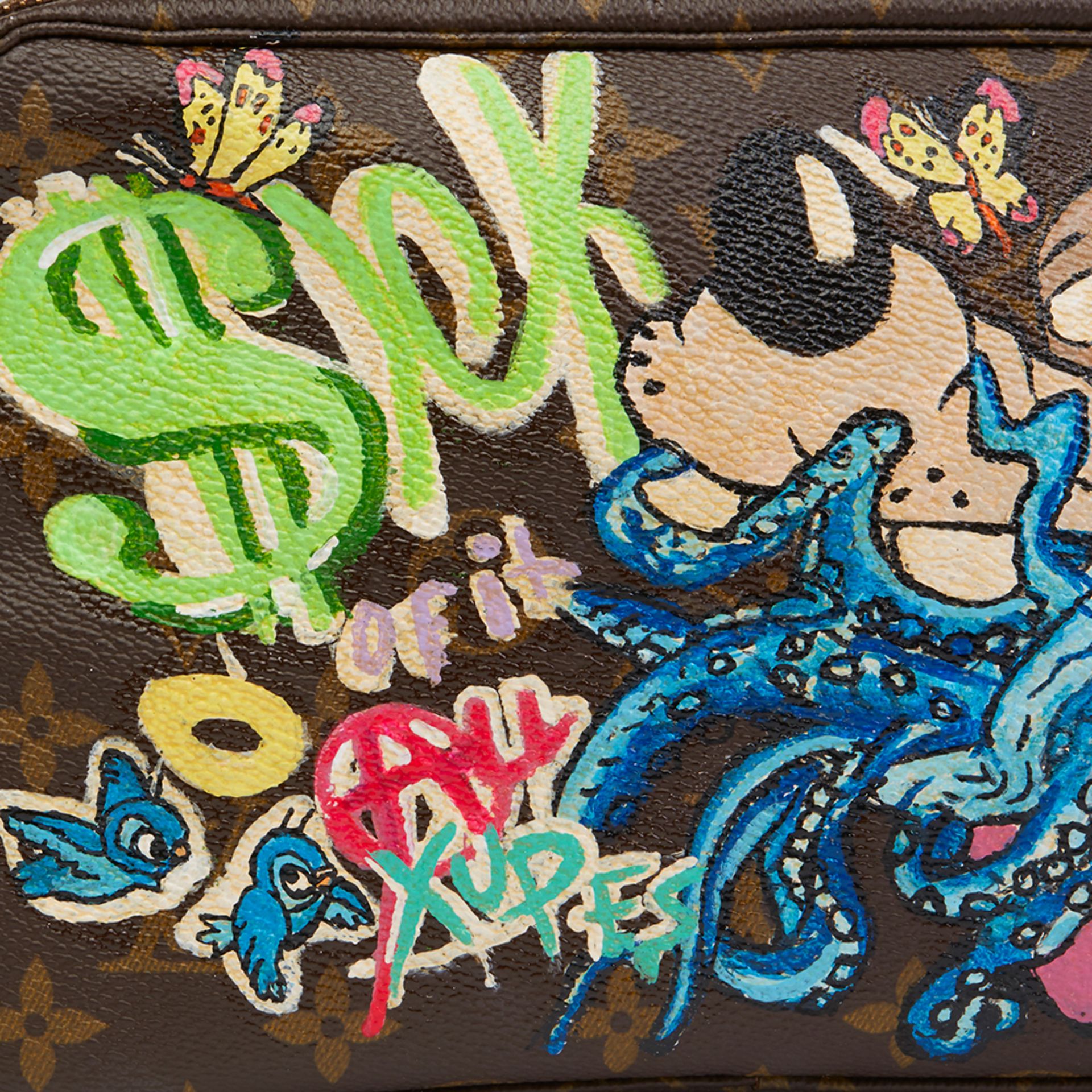 Hand-painted 'Sick of it all' X Year Zero London Toiletry Pouch - Bild 5 aus 11