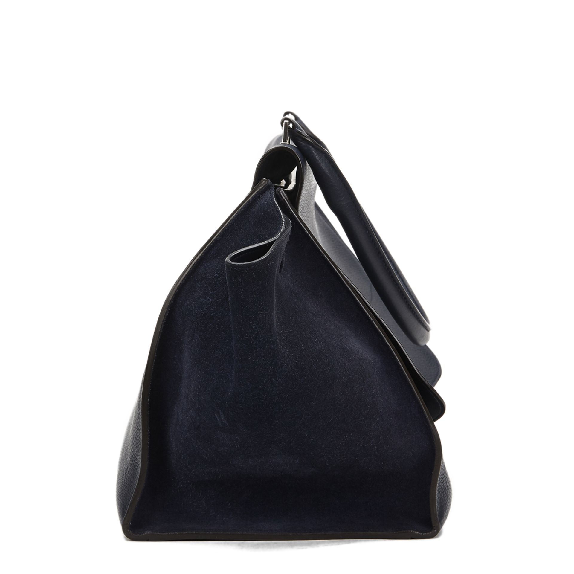 Navy Drummed Calfskin Leather & Suede Large Trapeze - Image 3 of 9