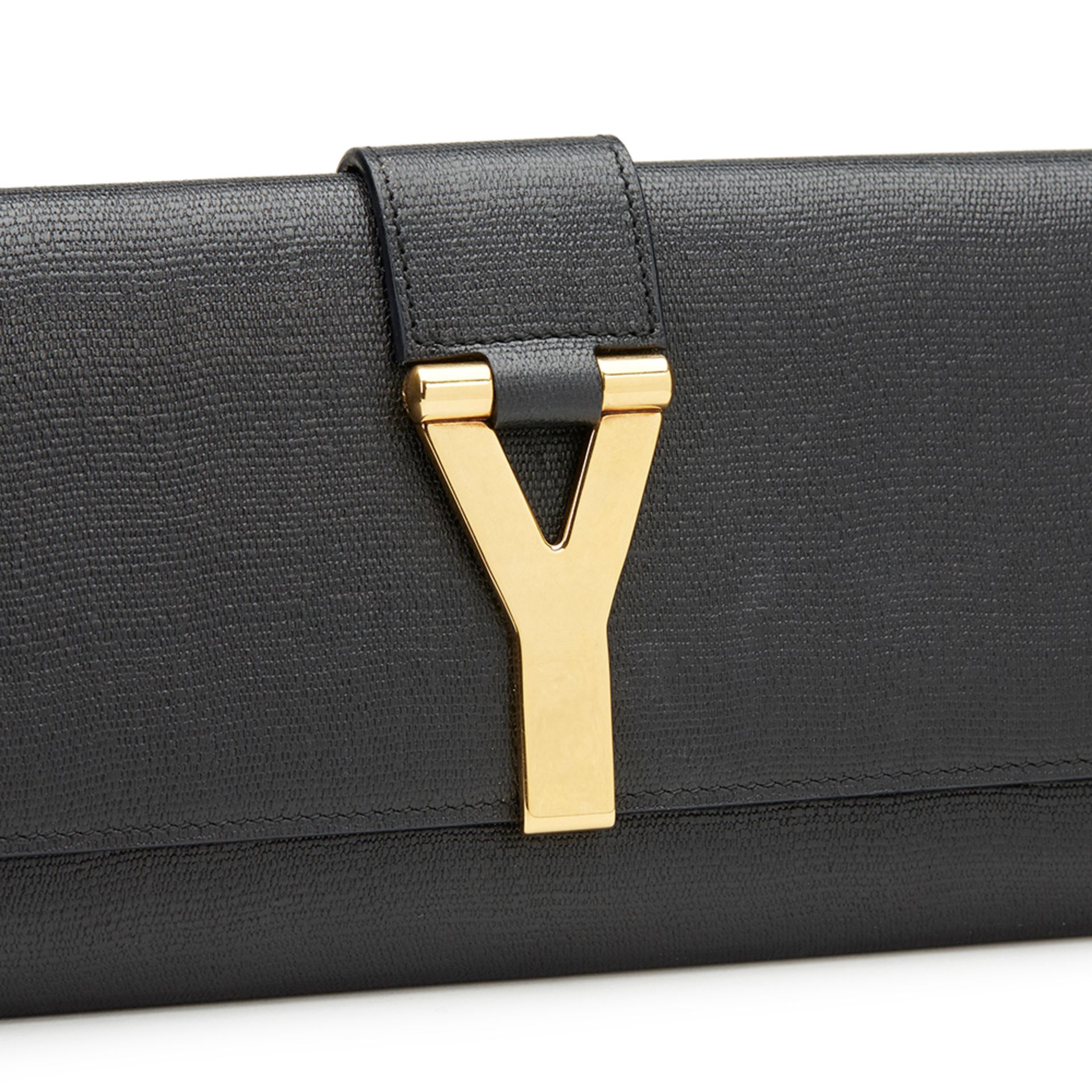 Black Grained Calfskin Classic Y Clutch - Image 7 of 10
