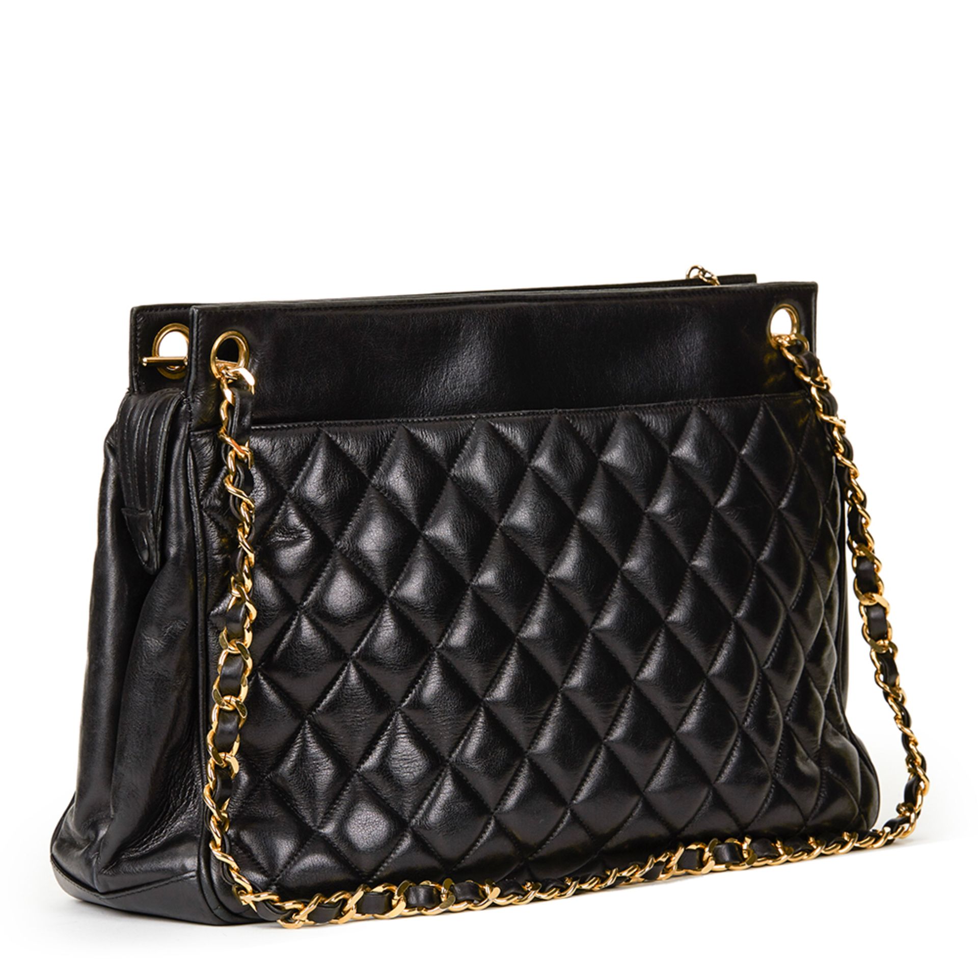 Black Quilted Lambskin Vintage Jumbo Timeless Charm Shoulder Bag - Image 4 of 10