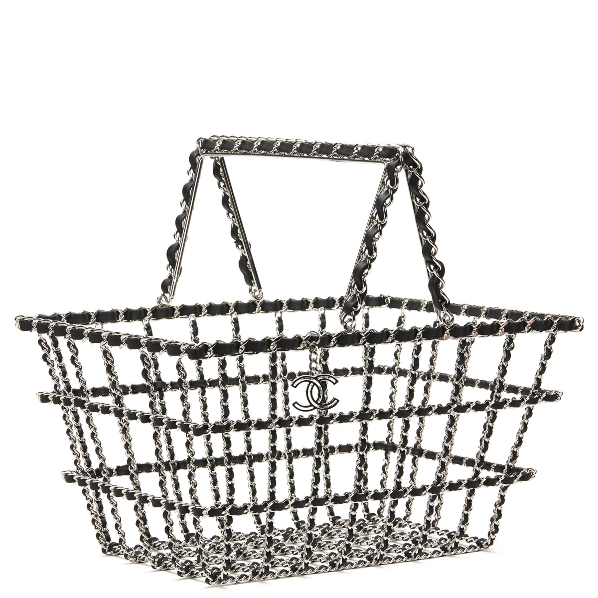 Silver & Black Calfskin Leather Fall 2014 Act 2 Basket Bag - Image 2 of 9
