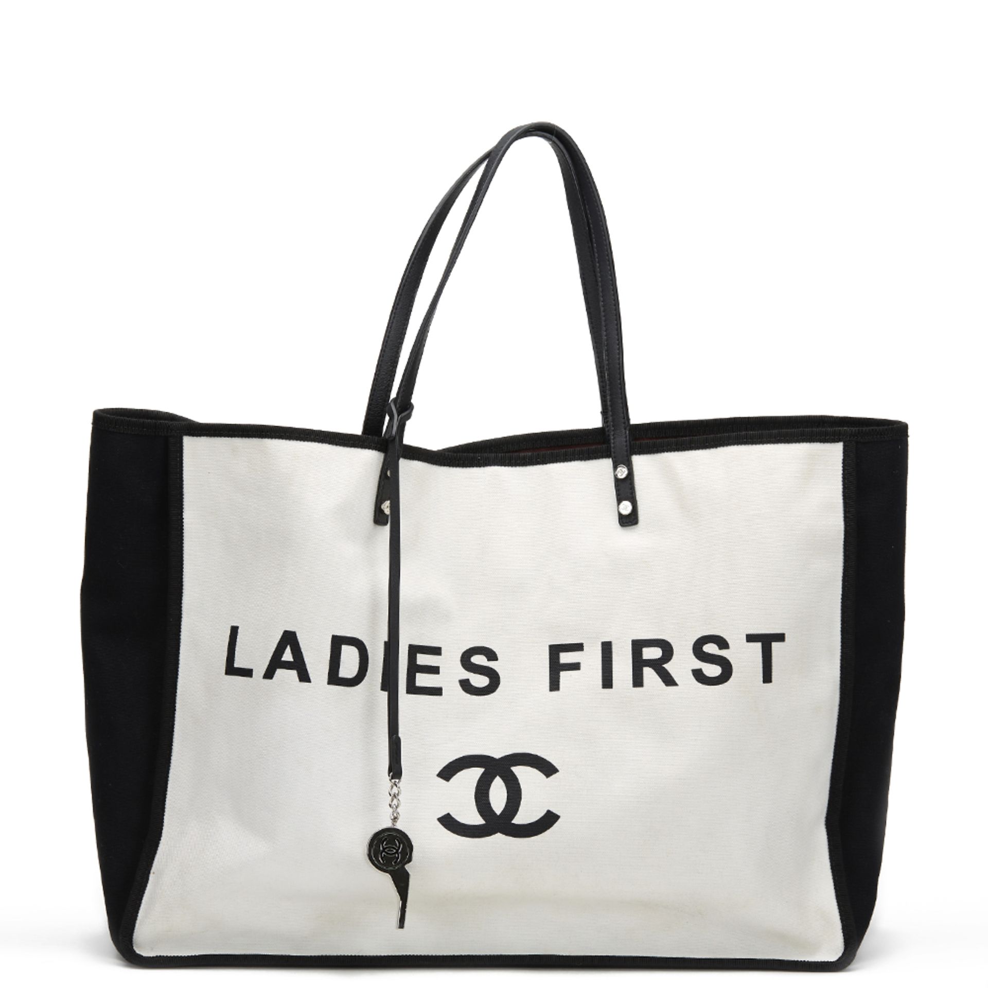 Black & White Canvas Ladies First Shopper Tote