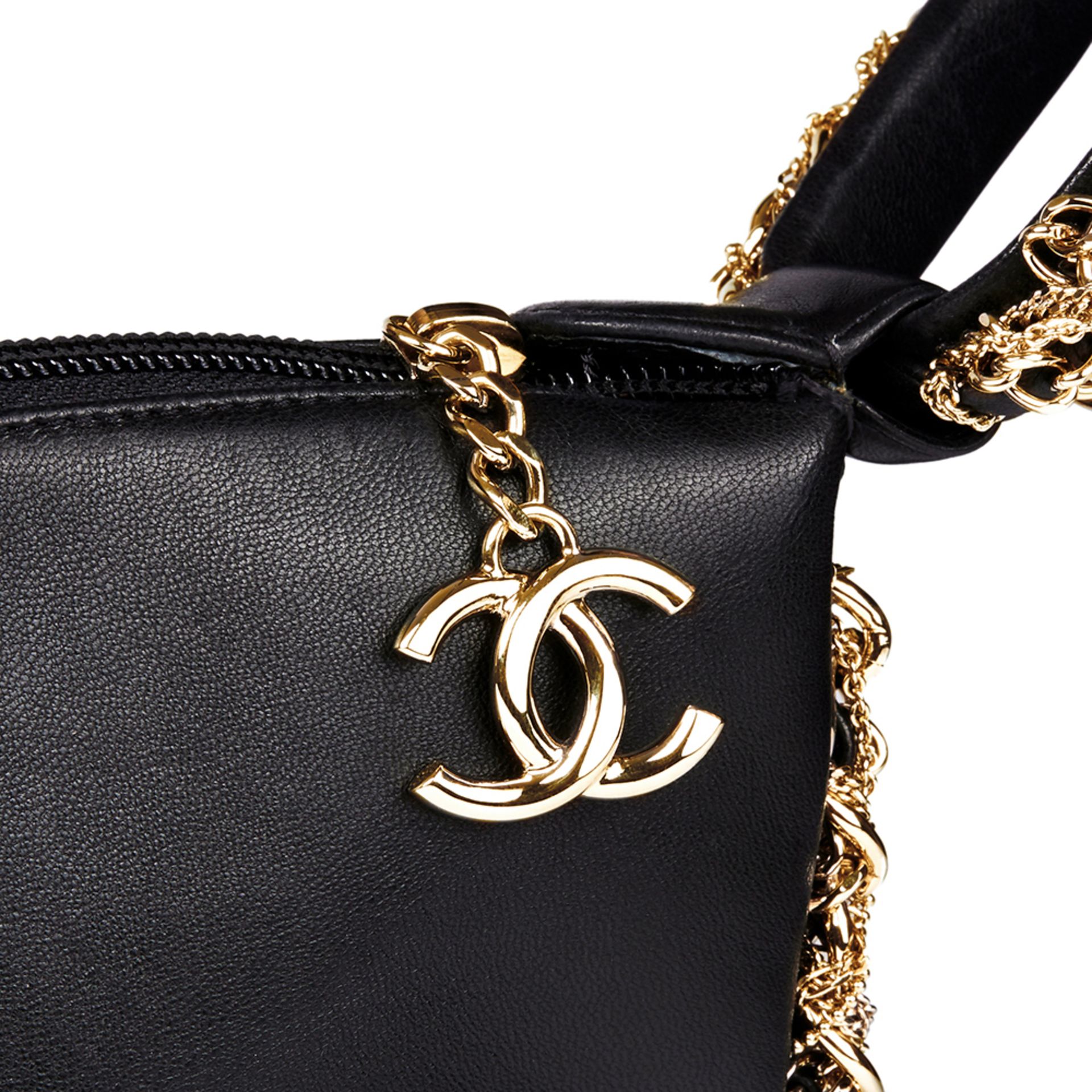 Black Lambskin Chain Around Timeless Wristlet - Image 6 of 10