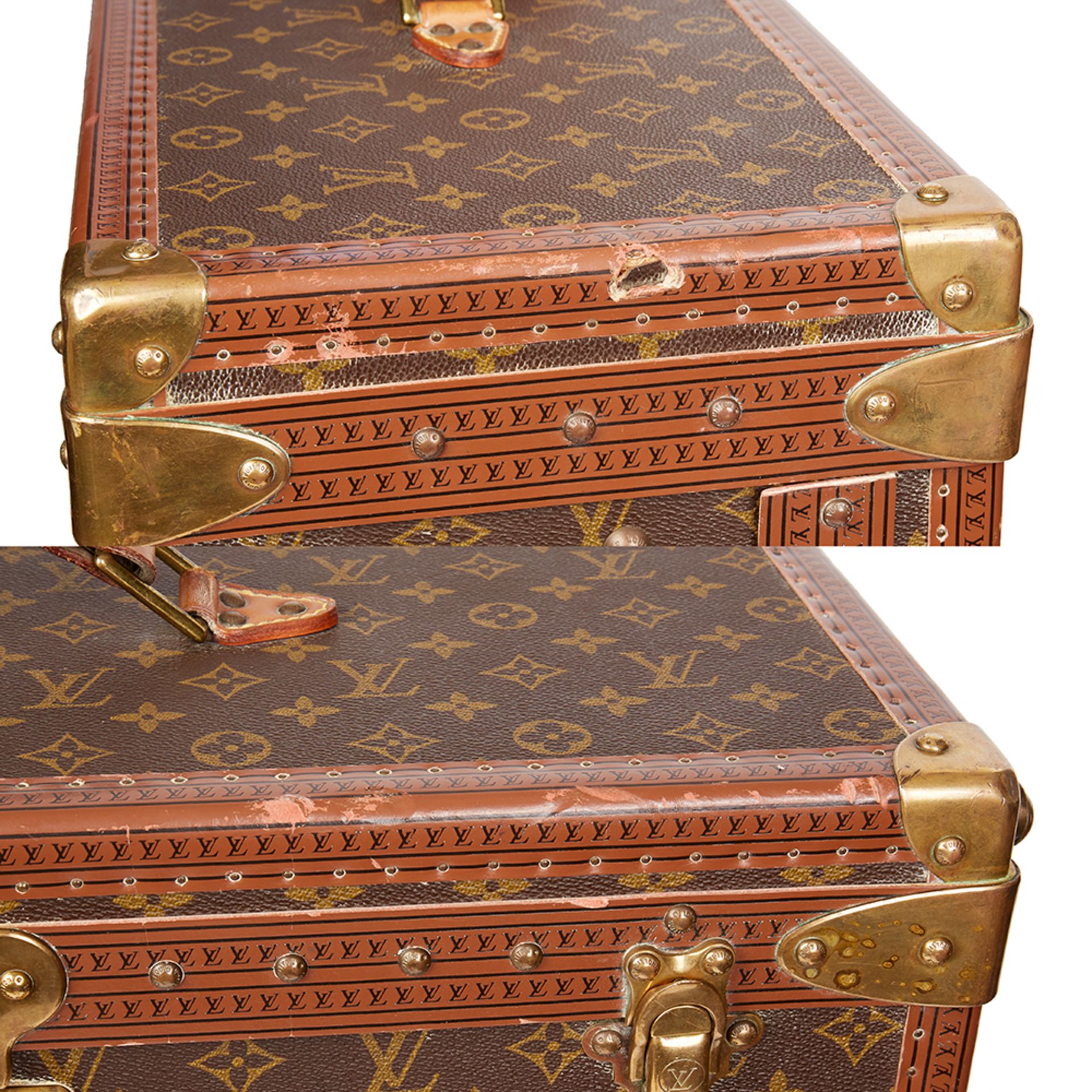 Brown Monogram Coated Canvas Vintage Custom Wardrobe Trunk - Bild 10 aus 12