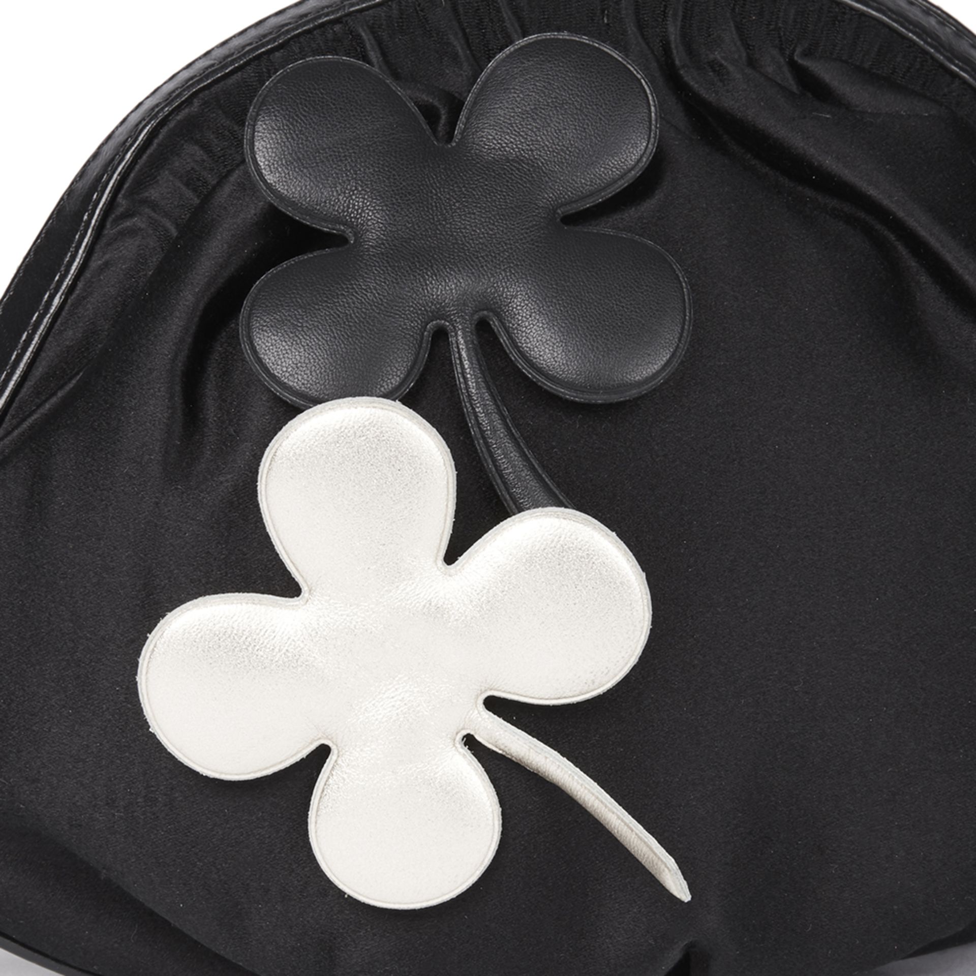 Black Satin Four Leaf Clover Timeless Wristlet Clutch - Image 7 of 10