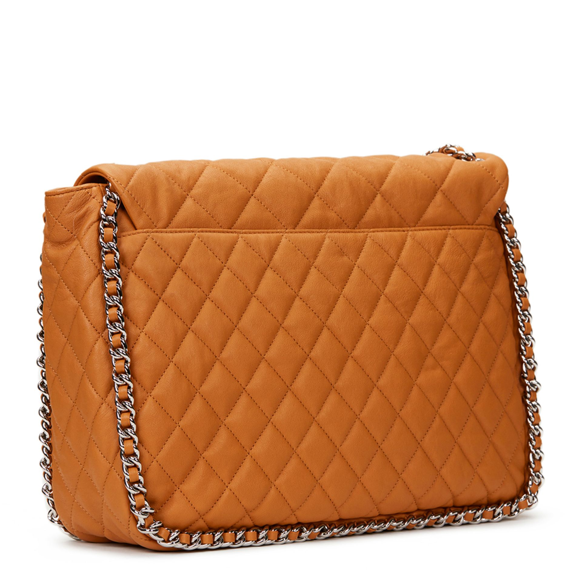 Honey Beige Quilted Calfskin Chain Around Maxi Flap Bag - Image 4 of 10