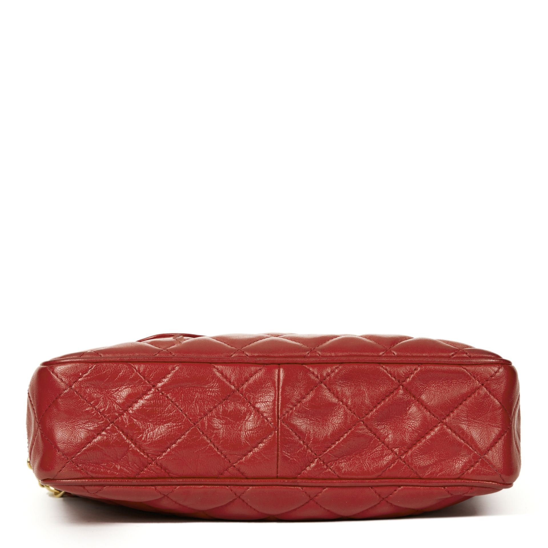 Red Quilted Lambskin Vintage Timeless Fringe Camera Bag - Image 4 of 9