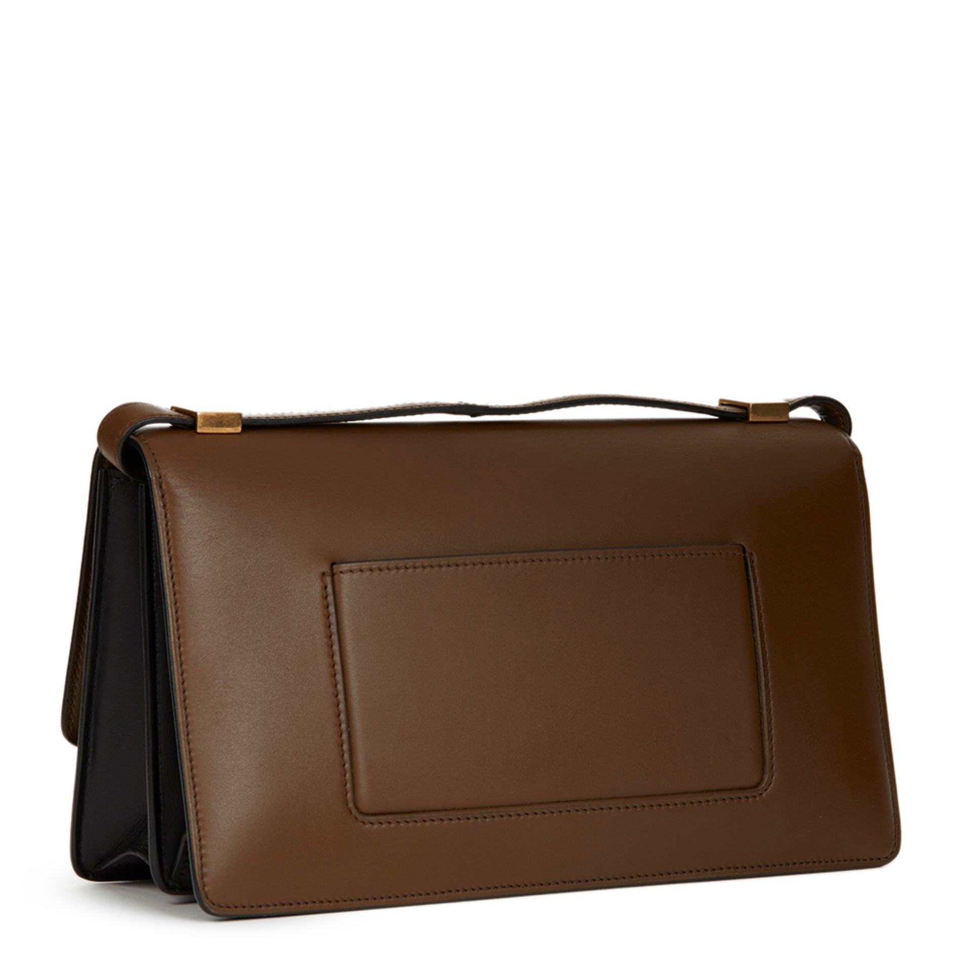 Brown & Black Calfskin Leather Bi-Colour Medium Case Flap Bag - Image 4 of 10