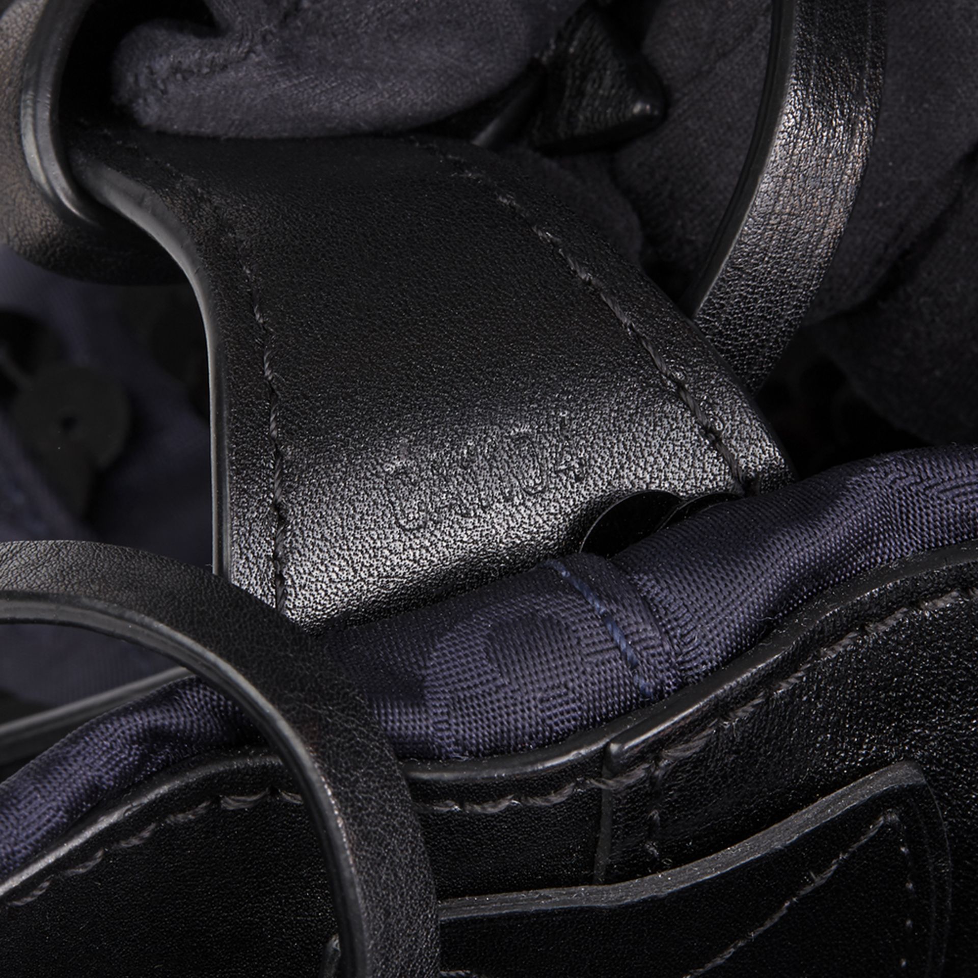 Navy Embellished Jacquard Monogram Satin & Black Calfskin Leather Spotlight PM - Image 8 of 10