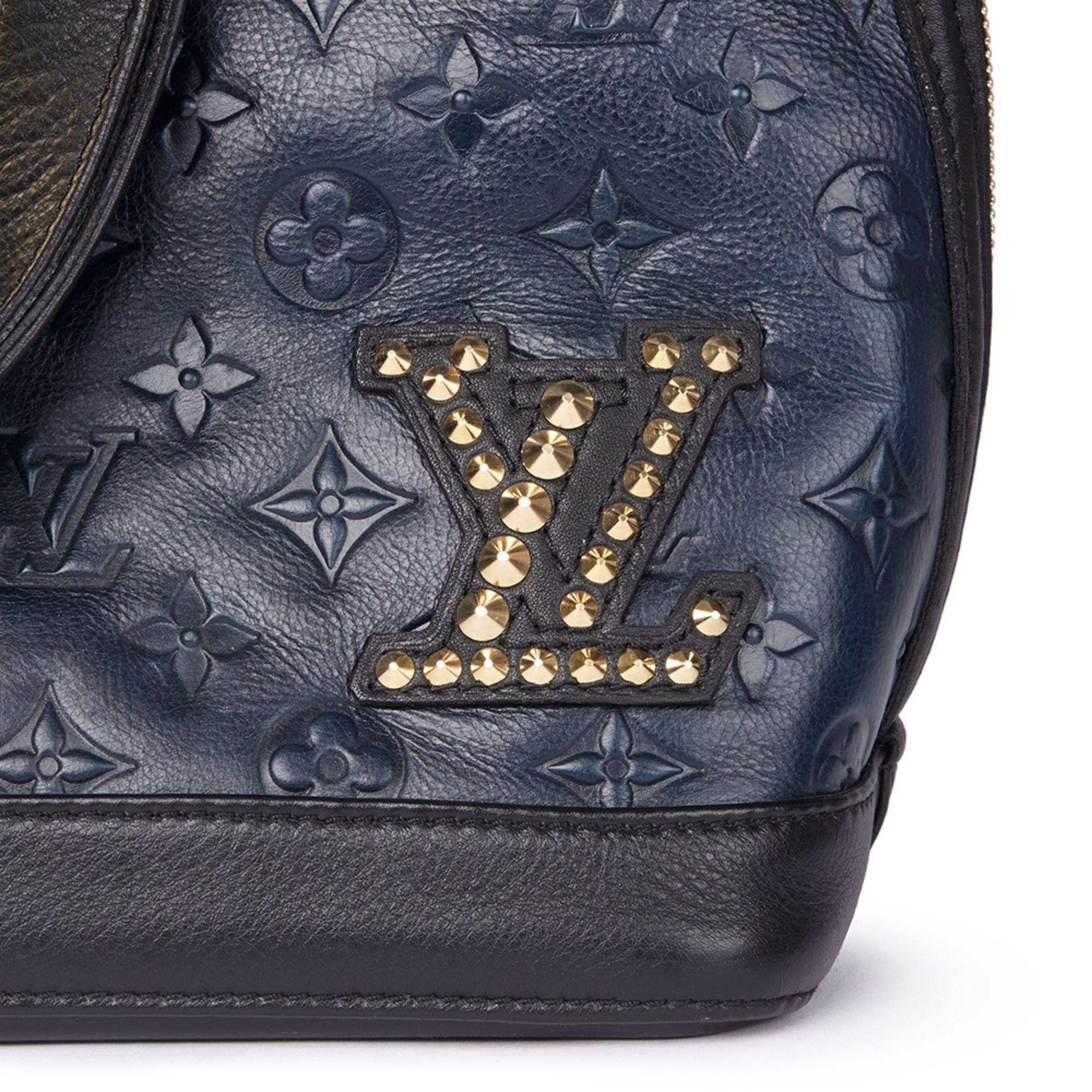 Blue & Black Monogram Embossed Calfskin Leather Double Jeu Neo-Alma - Image 7 of 11