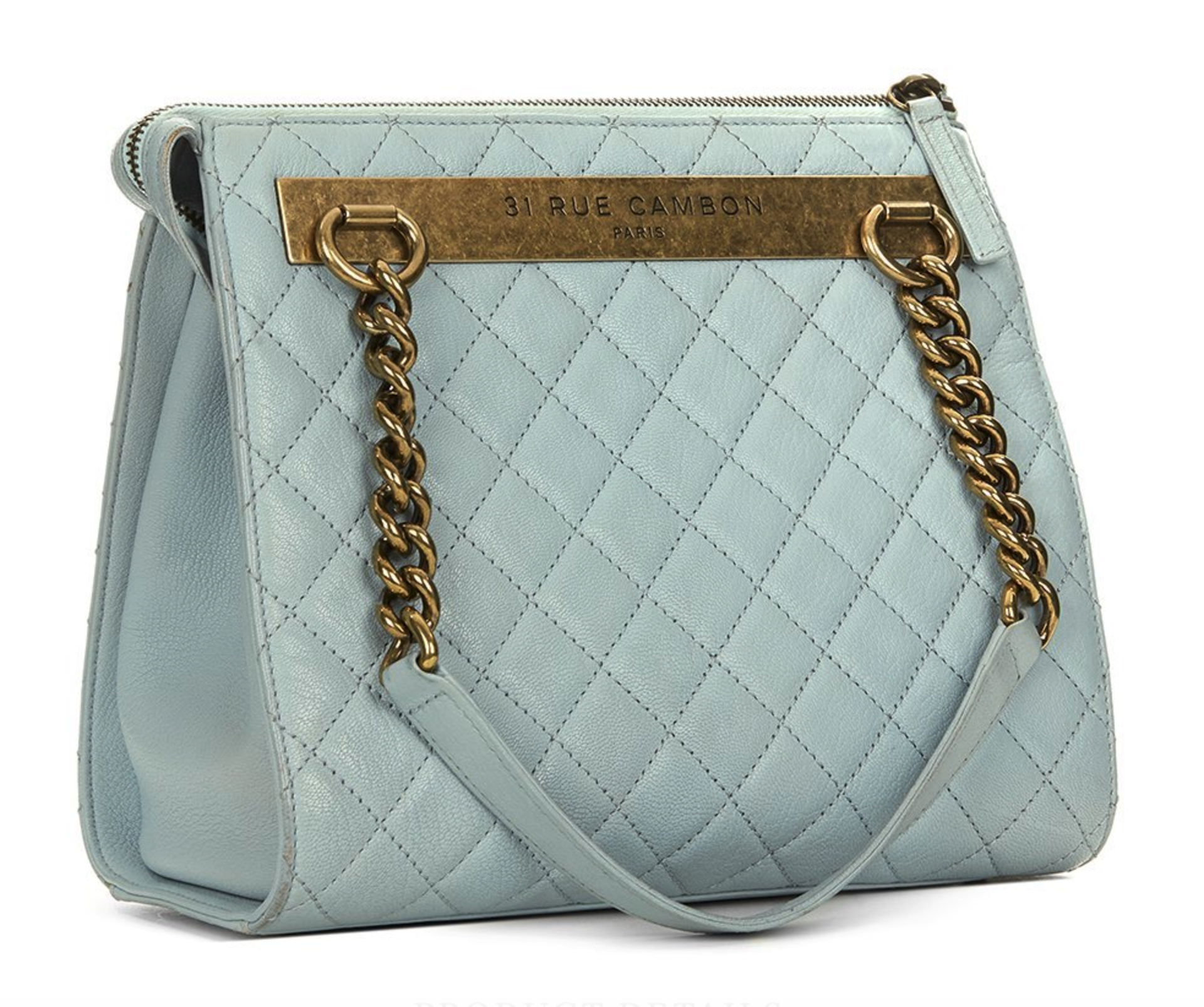 Pale Blue Quilted Calfskin Leather Timeless Shoulder Tote - Image 3 of 9