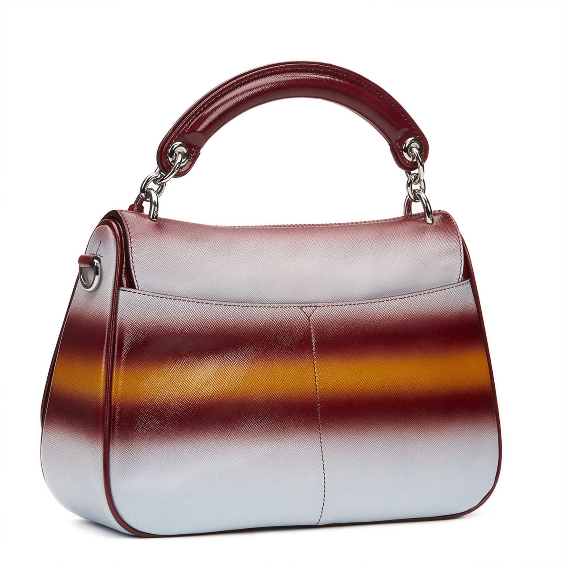 Maroon, Mustard & Blue Gradient Patent Leather Dune Bag - Image 5 of 11