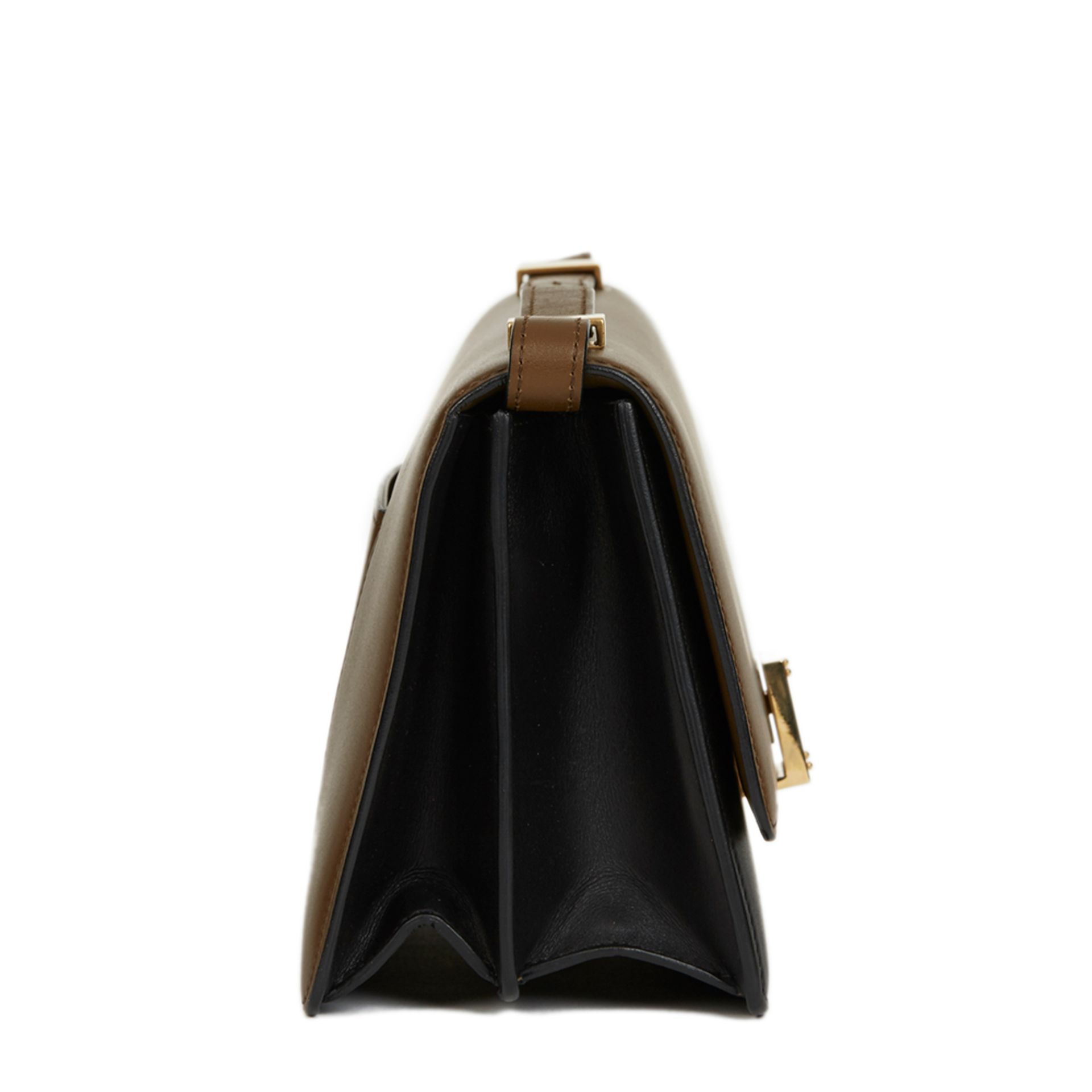Brown & Black Calfskin Leather Bi-Colour Medium Case Flap Bag - Image 3 of 10