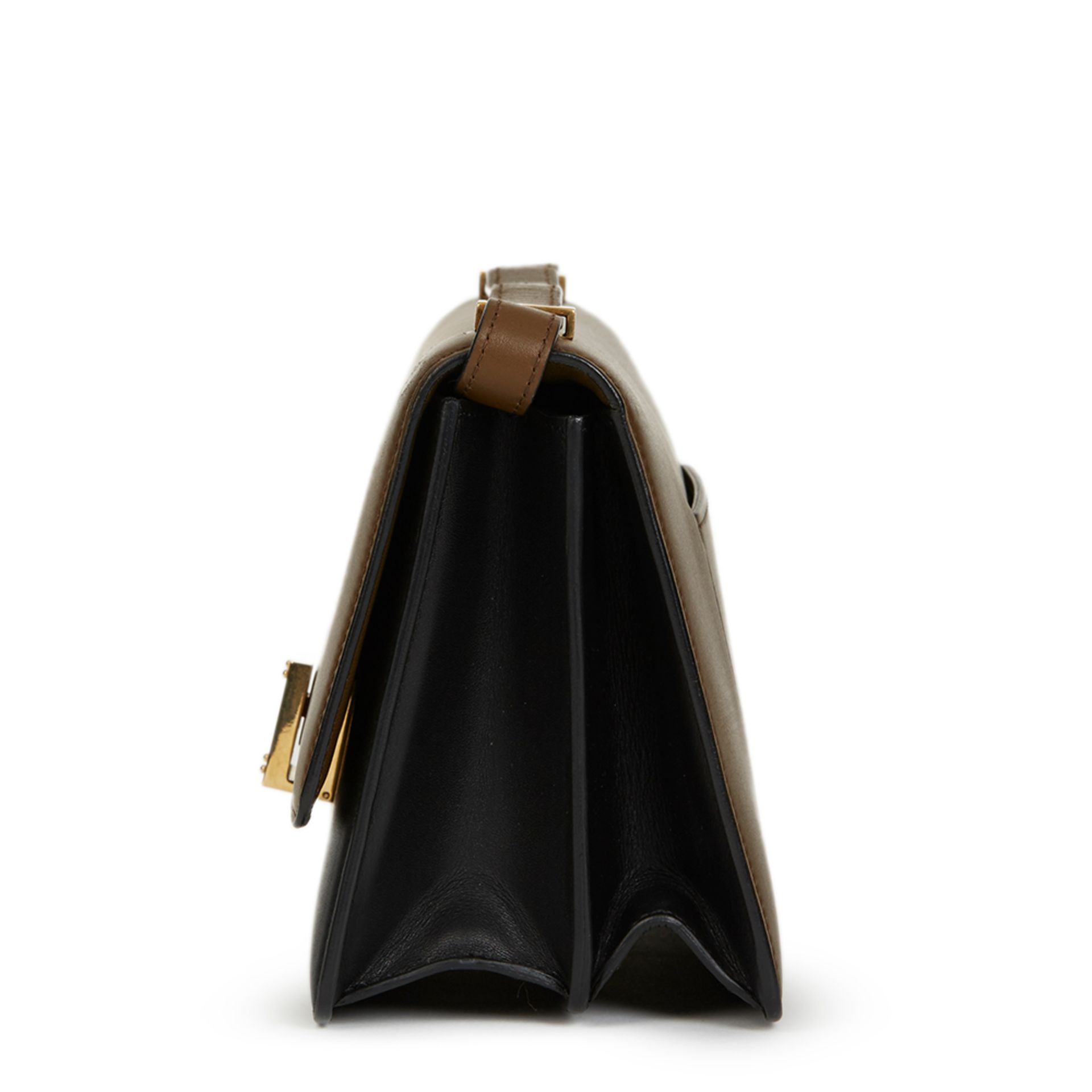 Brown & Black Calfskin Leather Bi-Colour Medium Case Flap Bag - Image 2 of 10