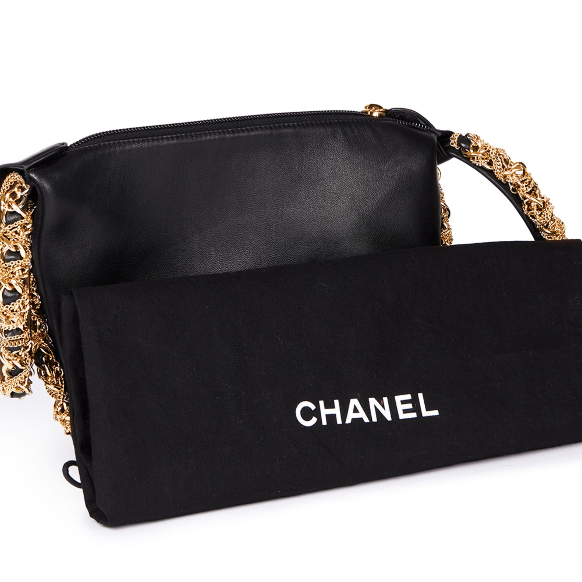 Black Lambskin Chain Around Timeless Wristlet - Image 10 of 10