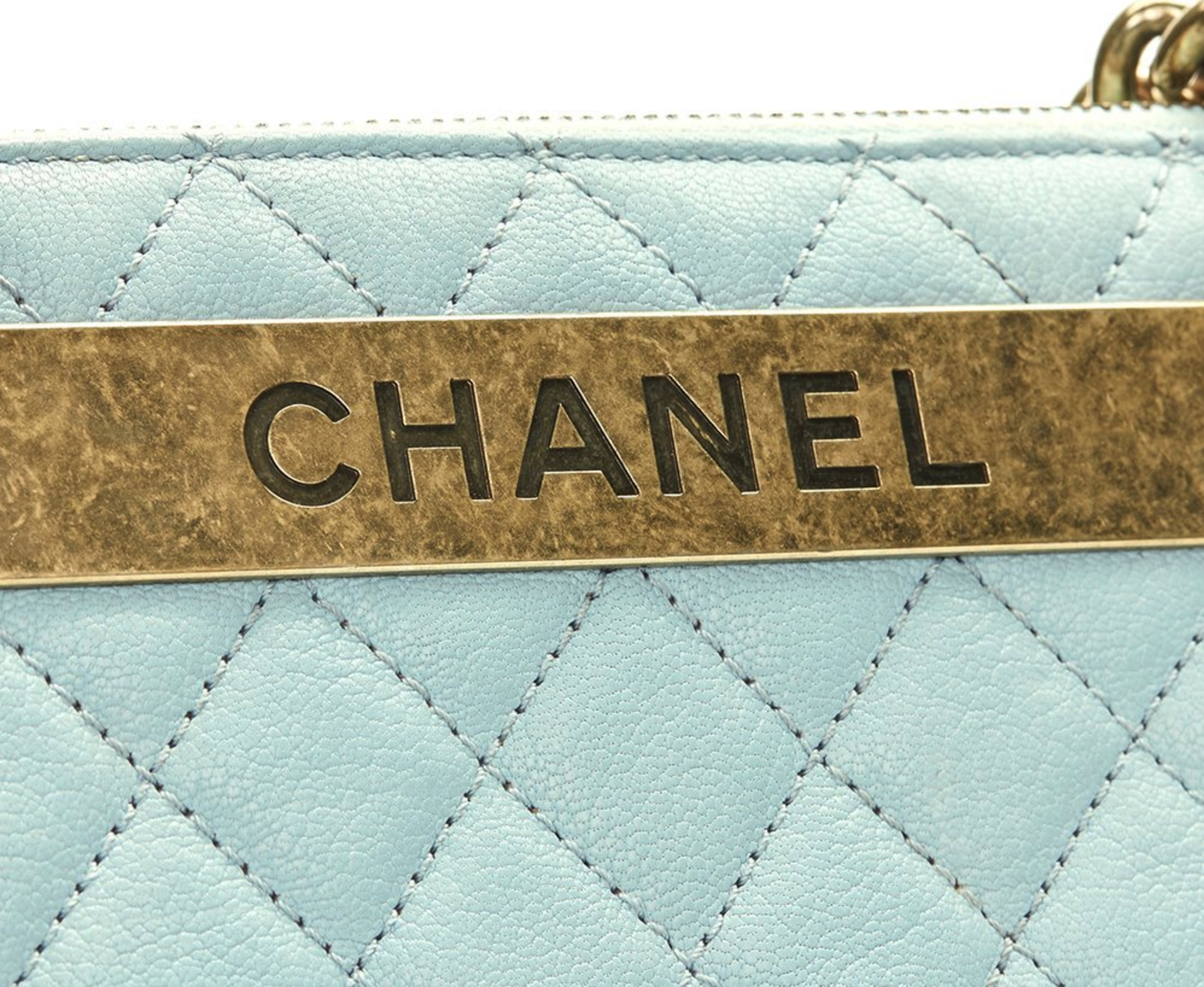 Pale Blue Quilted Calfskin Leather Timeless Shoulder Tote - Image 5 of 9