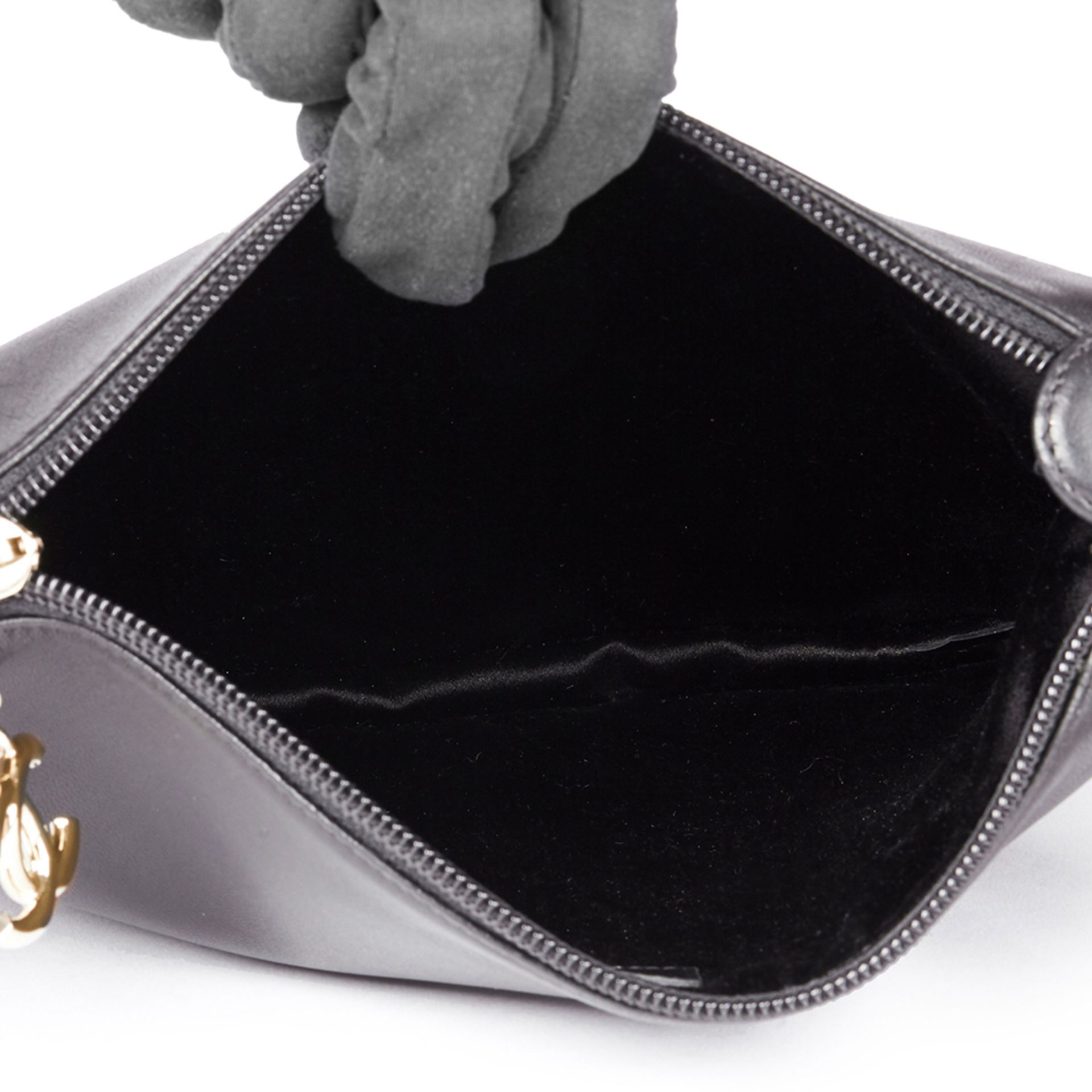 Black Lambskin Chain Around Timeless Wristlet - Image 9 of 10