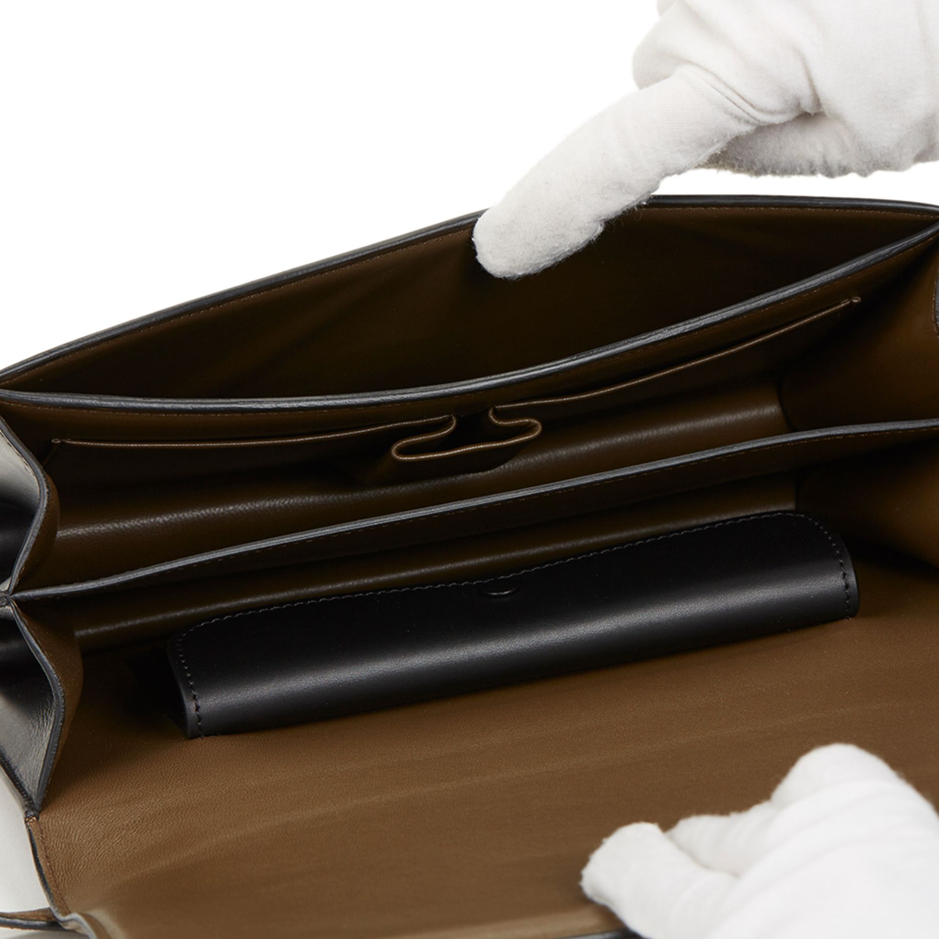 Brown & Black Calfskin Leather Bi-Colour Medium Case Flap Bag - Image 9 of 10