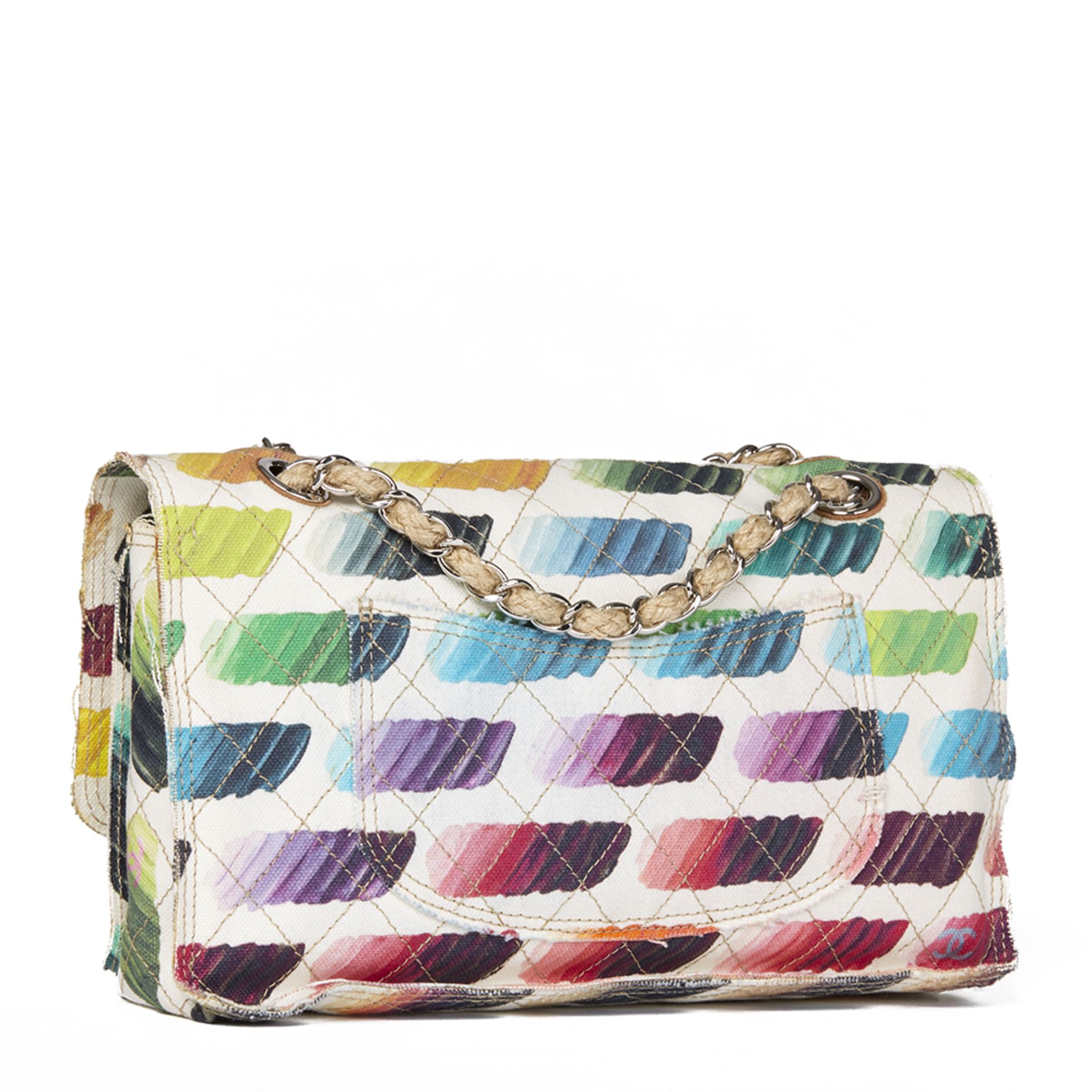 Multicolor Quilted Canvas Watercolour Colorama Flap Bag - Image 4 of 10