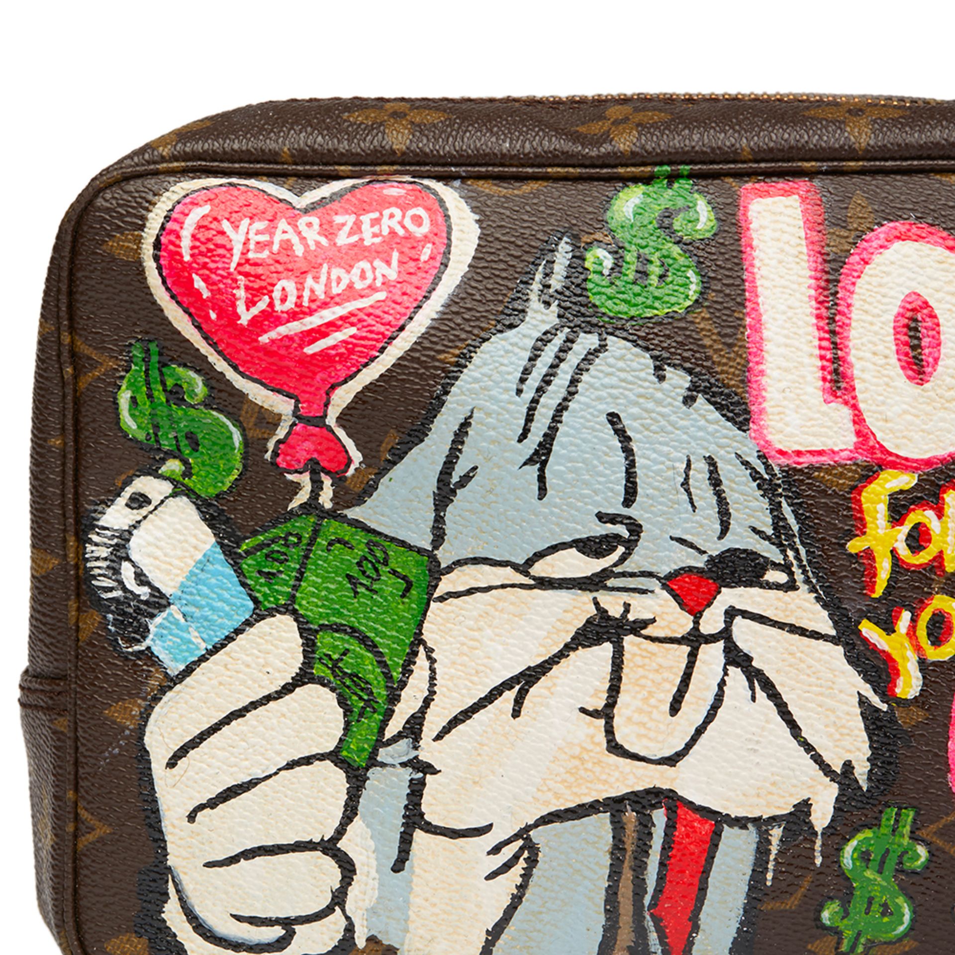 Hand-painted 'Lonely for you only' X Year Zero London Toiletry Pouch - Bild 8 aus 9