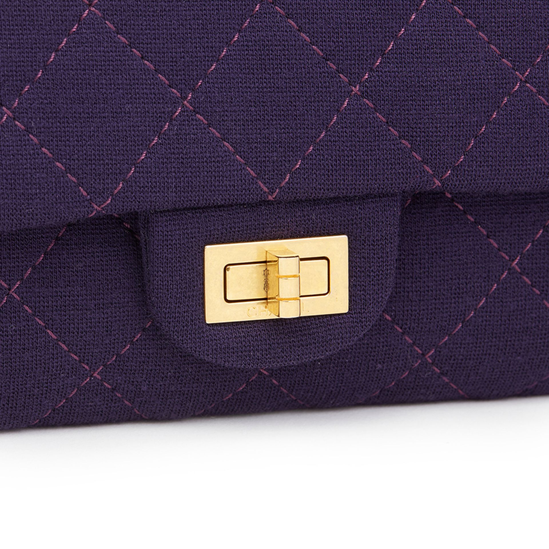 Violet Quilted Jersey Fabric 2.55 Reissue 226 Double Flap Bag - Image 6 of 10