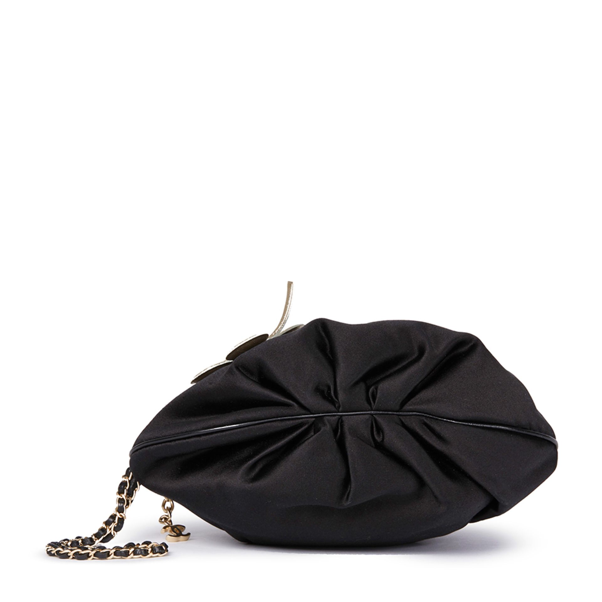 Black Satin Four Leaf Clover Timeless Wristlet Clutch - Image 5 of 10