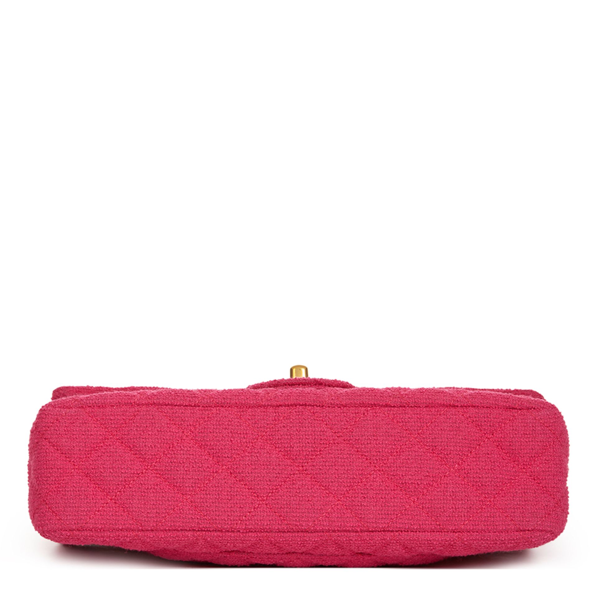 Fuchsia Quilted Boucl Fabric Medium Classic Double Flap Bag - Image 5 of 10