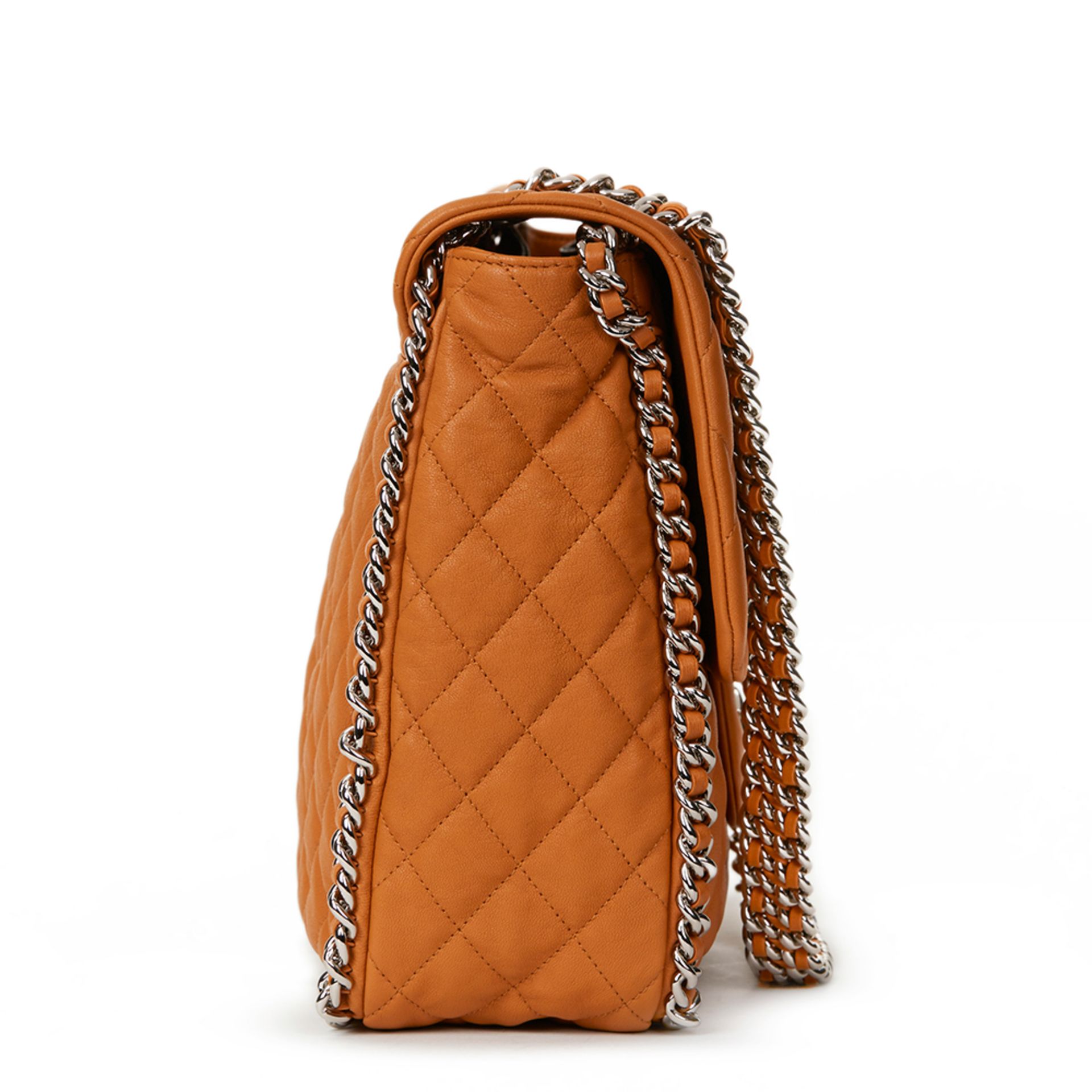 Honey Beige Quilted Calfskin Chain Around Maxi Flap Bag - Image 2 of 10